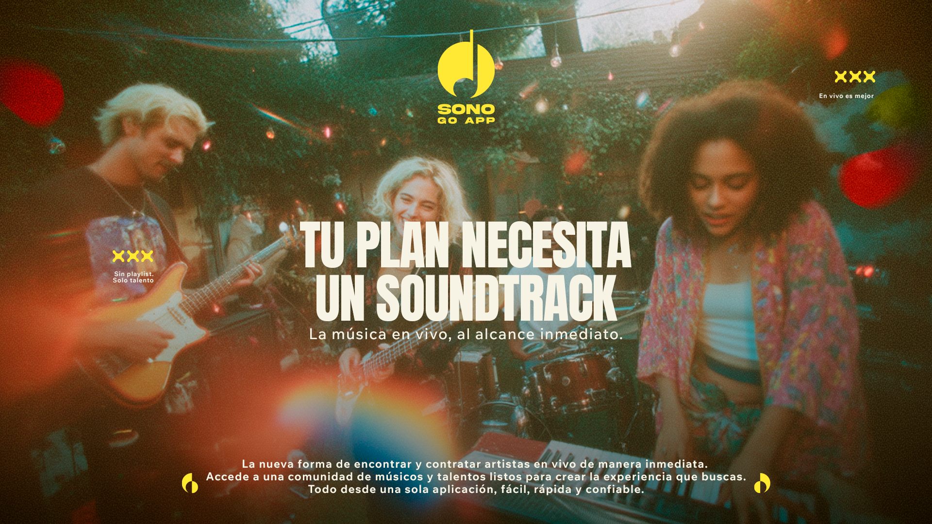 Perfil de músico dentro de Sono Go mostrando disponibilidad y opciones de contratación inmediata.